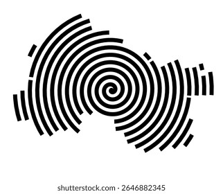 Symbol Map of the city Hettstedt (Sachsen-Anhalt, Germany) showing the city with a black spiral line
