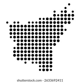 Symbol Map of the city Heubach (Baden-Württemberg, Germany) showing the city with a pattern of just a few black dots