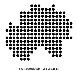 Symbol Map of the City Hildesheim (Germany) showing the city with a pattern of just a few black dots