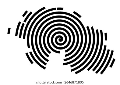 Symbol Map of the city Hilpoltstein (Bayern, Germany) showing the city with a black spiral line