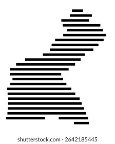 Symbol Map of the city Hochheim am Main (Hessen, Germany) showing the area of the city with just a few black horizontal lines