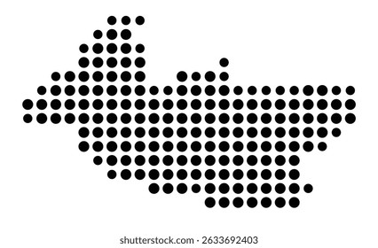 Mapa de símbolos da cidade Hockenheim (Baden-Württemberg, Alemanha) mostrando a cidade com um padrão de apenas alguns pontos pretos
