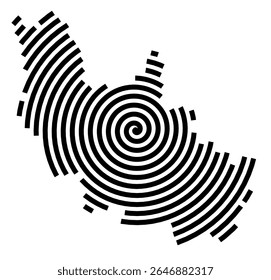 Mapa de símbolos da cidade Hohe Börde (Sachsen-Anhalt, Alemanha) mostrando a cidade com uma linha espiral preta