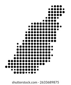 Symbol Map of the city Holzkirchen (Bayern, Germany) showing the city with a pattern of just a few black dots