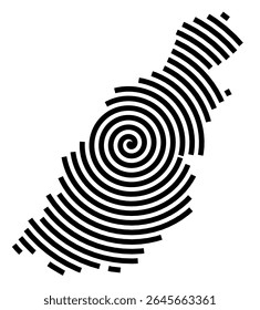 Symbol Map of the city Holzkirchen (Bayern, Germany) showing the city with a black spiral line