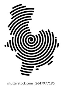 Symbol Map of the city Holzminden (Niedersachsen, Germany) showing the city with a black spiral line