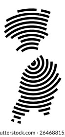 Symbol Map of the city Hoppegarten (Brandenburg, Germany) showing the city with a black spiral line