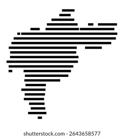 Symbol Map of the city Horn-Bad Meinberg (Nordrhein-Westfalen, Germany) showing the area of the city with just a few black horizontal lines