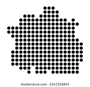 Symbol Map of the City Hradec Kralove (Czechia) showing the city with a pattern of just a few black dots