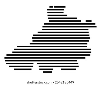 Symbol Map of the city Hungen (Hessen, Germany) showing the area of the city with just a few black horizontal lines