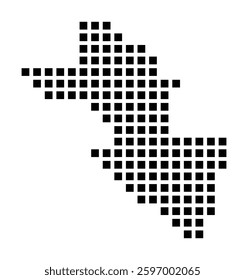 Symbol Map of the City Huntington Beach (California) showing the city with a pattern of just a few black squares