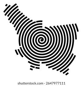 Symbol Map of the city Husum (Schleswig-Holstein, Germany) showing the city with a black spiral line