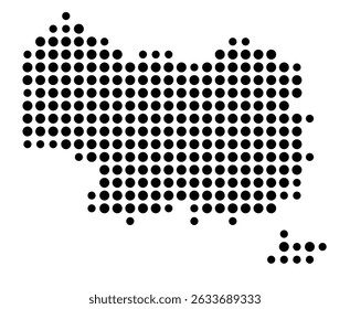 Symbol Map of the city Weißenburg i.Bay. (Bayern, Germany) showing the city with a pattern of just a few black dots