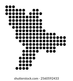 Symbol Map of the City Ibbenbueren (Germany) showing the city with a pattern of just a few black dots