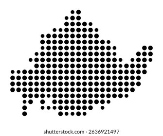 Symbol Map of the city Ihlow (Niedersachsen, Germany) showing the city with a pattern of just a few black dots