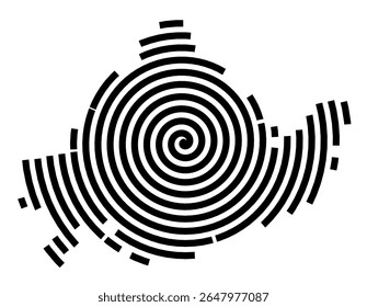 Symbol Map of the city Ihlow (Niedersachsen, Germany) showing the city with a black spiral line