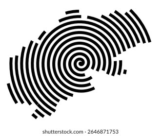 Symbol Map of the city Illingen (Saarland, Germany) showing the city with a black spiral line