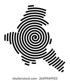 Symbol Map of the city Königstein im Taunus (Hessen, Germany) showing the city with a black spiral line