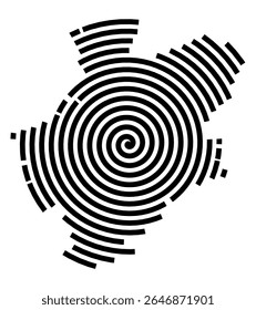 Symbol Map of the city Immenstadt i.Allgäu (Bayern, Germany) showing the city with a black spiral line