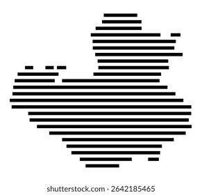 Symbol Map of the city Höchst i.Odw. (Hessen, Germany) showing the area of the city with just a few black horizontal lines