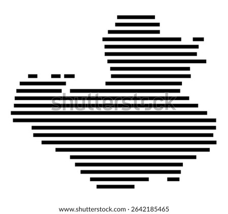Symbol Map of the city Höchst i.Odw. (Hessen, Germany) showing the area of the city with just a few black horizontal lines