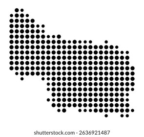 Symbol Map of the city Isernhagen (Niedersachsen, Germany) showing the city with a pattern of just a few black dots