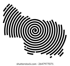 Symbol Map of the city Isernhagen (Niedersachsen, Germany) showing the city with a black spiral line