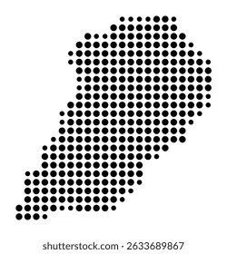Symbol Map of the city Ismaning (Bayern, Germany) showing the city with a pattern of just a few black dots