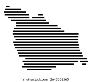 Symbol Map of the city Isselburg (Nordrhein-Westfalen, Germany) showing the area of the city with just a few black horizontal lines