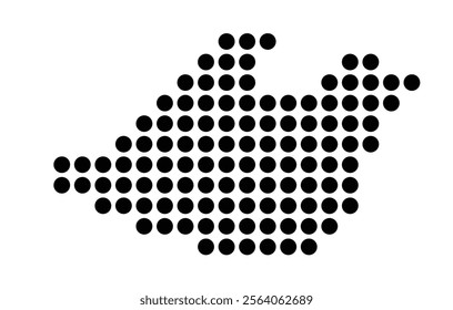 Symbol Map of the City Issy-les-Moulineaux (France) showing the city with a pattern of just a few black dots