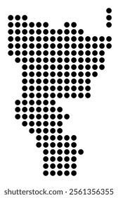 Symbol Map of the City Jaen (Spain) showing the city with a pattern of just a few black dots