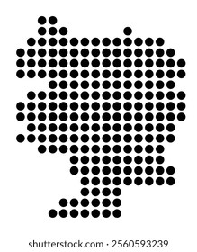 Symbol Map of the City Jena (Germany) showing the city with a pattern of just a few black dots