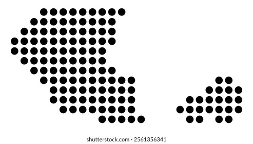 Symbol Map of the City Jerez de la Frontera (Spain) showing the city with a pattern of just a few black dots