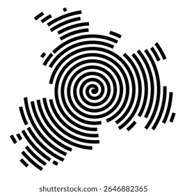 Symbol Map of the city Jessen (Elster) (Sachsen-Anhalt, Germany) showing the city with a black spiral line
