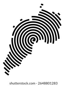 Symbol Map of the city Jever (Niedersachsen, Germany) showing the city with a black spiral line