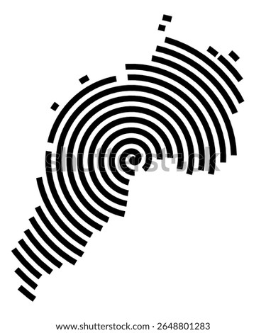 Symbol Map of the city Jever (Niedersachsen, Germany) showing the city with a black spiral line