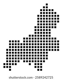 Symbol Map of the City Joenkoeping (Sweden) showing the city with a pattern of just a few black squares