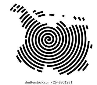 Symbol Map of the city Jork (Niedersachsen, Germany) showing the city with a black spiral line