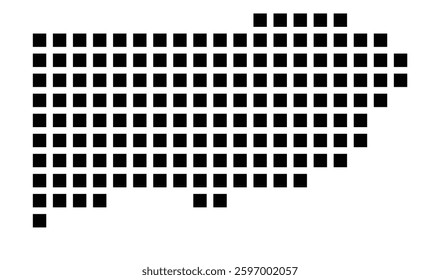 Symbol Map of the City Jurupa Valley (California) showing the city with a pattern of just a few black squares