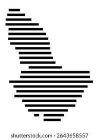 Symbol Map of the city Kalkar (Nordrhein-Westfalen, Germany) showing the area of the city with just a few black horizontal lines