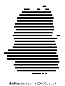Symbol Map of the city Kalletal (Nordrhein-Westfalen, Germany) showing the area of the city with just a few black horizontal lines