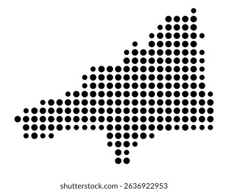 Symbol Map of the city Kaltenkirchen (Schleswig-Holstein, Germany) showing the city with a pattern of just a few black dots