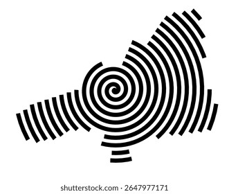Symbol Map of the city Kaltenkirchen (Schleswig-Holstein, Germany) showing the city with a black spiral line