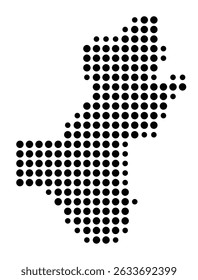 Mapa de símbolos da cidade Karlsbad (Baden-Württemberg, Alemanha) mostrando a cidade com um padrão de apenas alguns pontos pretos