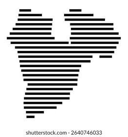 Symbol Map of the city Karlsdorf-Neuthard (Baden-Württemberg, Germany) showing the area of the city with just a few black horizontal lines