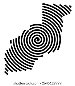 Symbol Map of the city Karlsfeld (Bayern, Germany) showing the city with a black spiral line