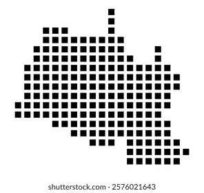 Symbol Map of the City Karlsruhe (Germany) showing the city with a pattern of just a few black squares