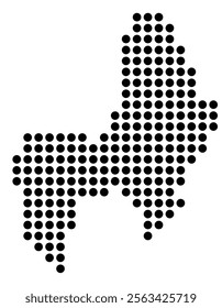 Symbol Map of the City Karlstad (Sweden) showing the city with a pattern of just a few black dots