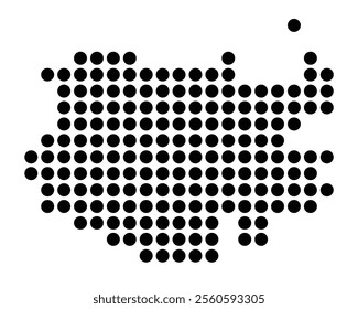 Symbol Map of the City Kassel (Germany) showing the city with a pattern of just a few black dots