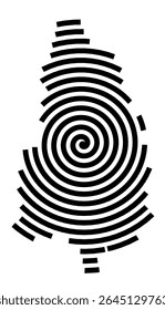 Symbol Map of the city Kaufering (Bayern, Germany) showing the city with a black spiral line